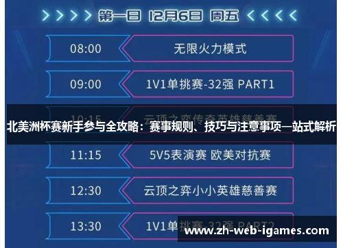 北美洲杯赛新手参与全攻略：赛事规则、技巧与注意事项一站式解析